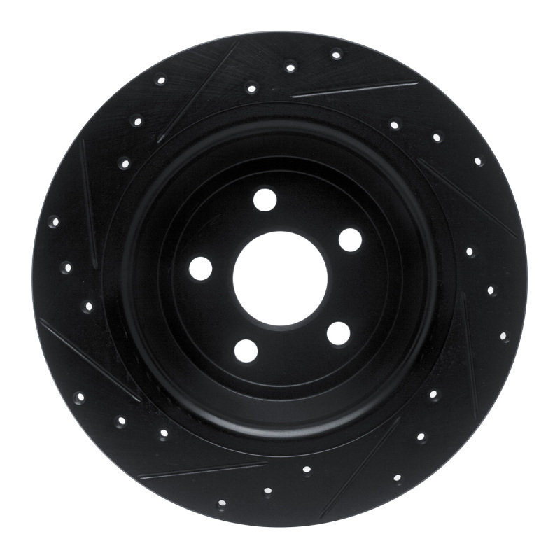 Ford Fusion Brake Rotor (1) - Rear Right - R1 Concepts - Drilled & Slotted - Black - `15-`24